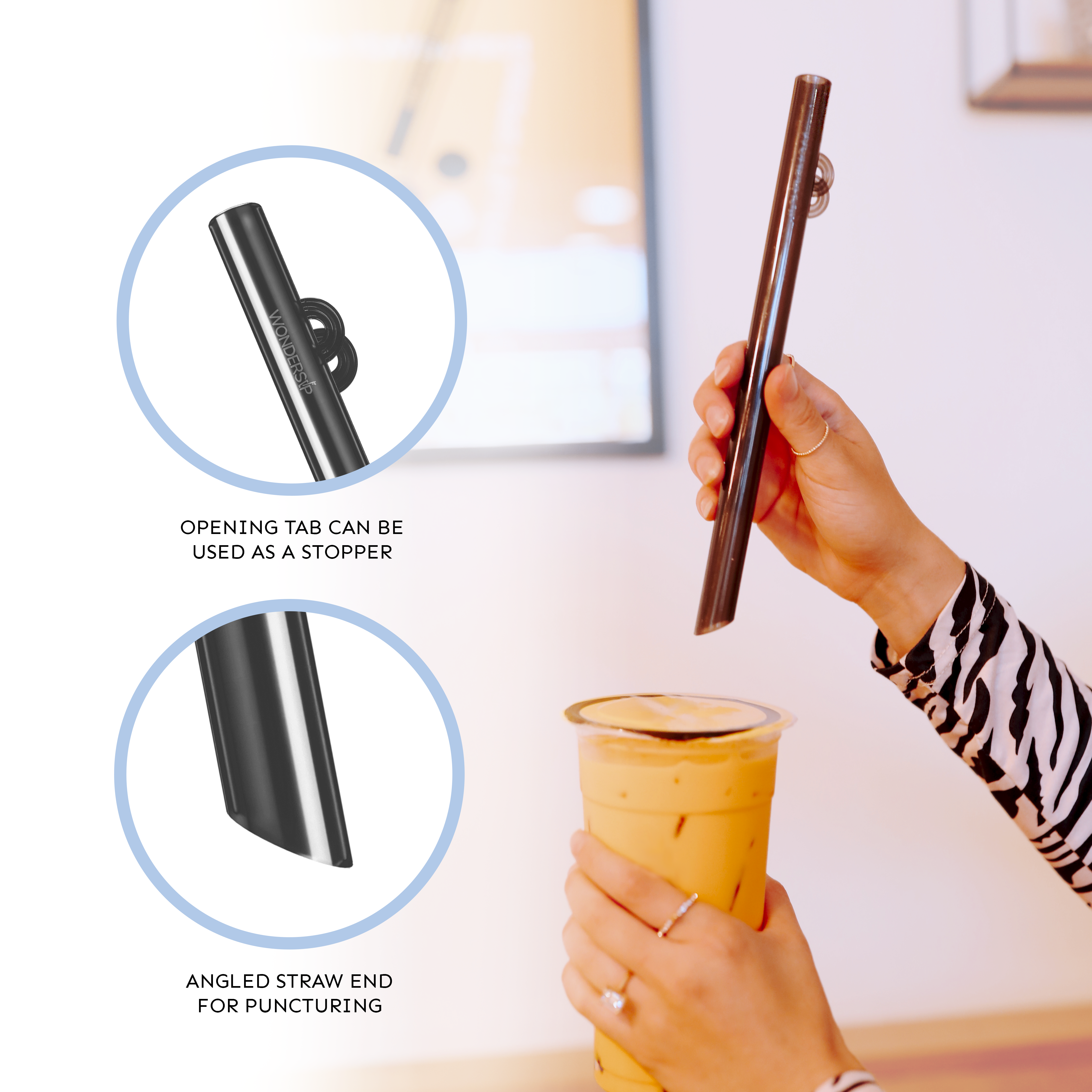 straw BUSWELL® STRAWS REUSABLE – BLACK - 7 7/8in / 200pcs